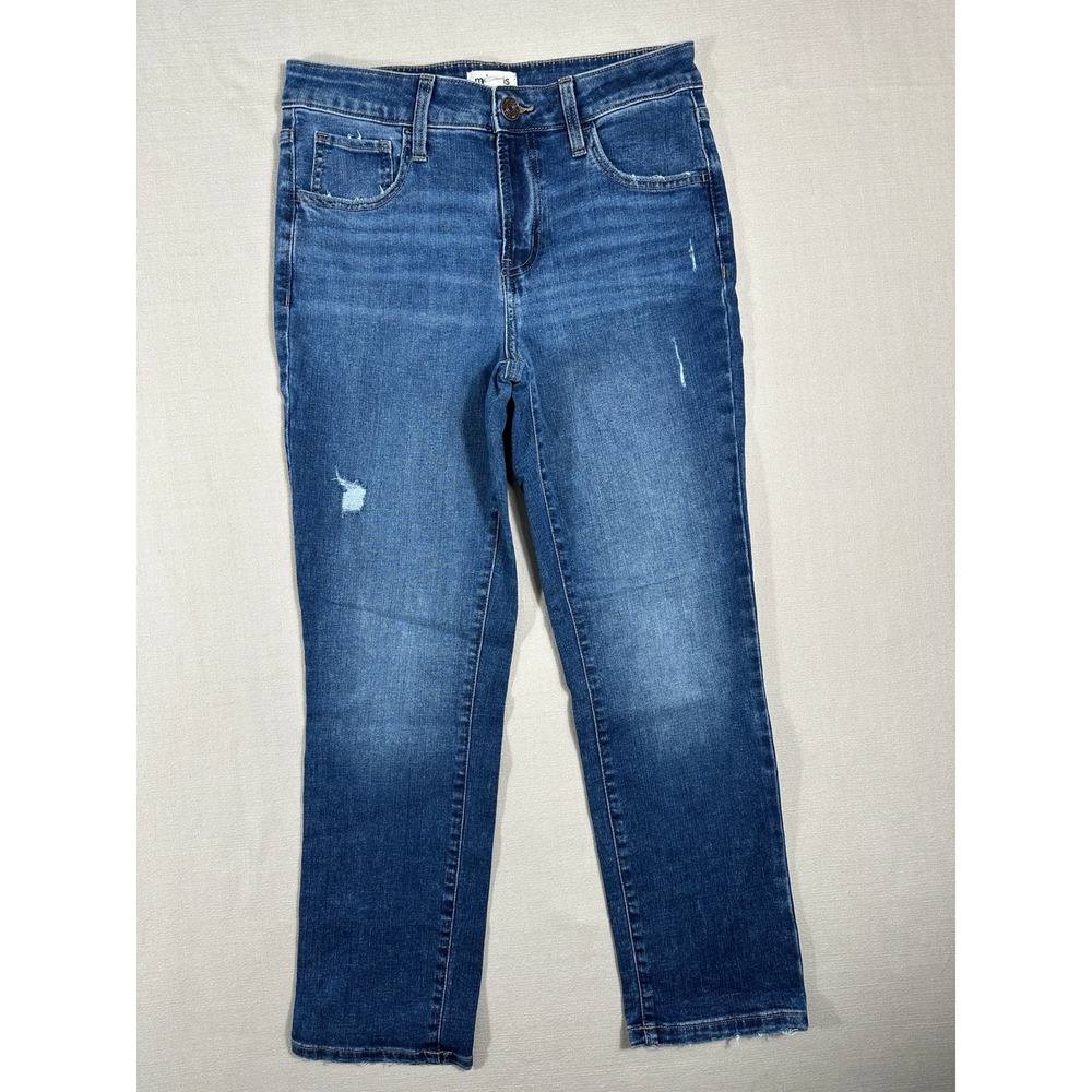 Maurices m jeans Slim Straight Ankle Women 8 Blue Excellent Distressed‎ Mid Rise